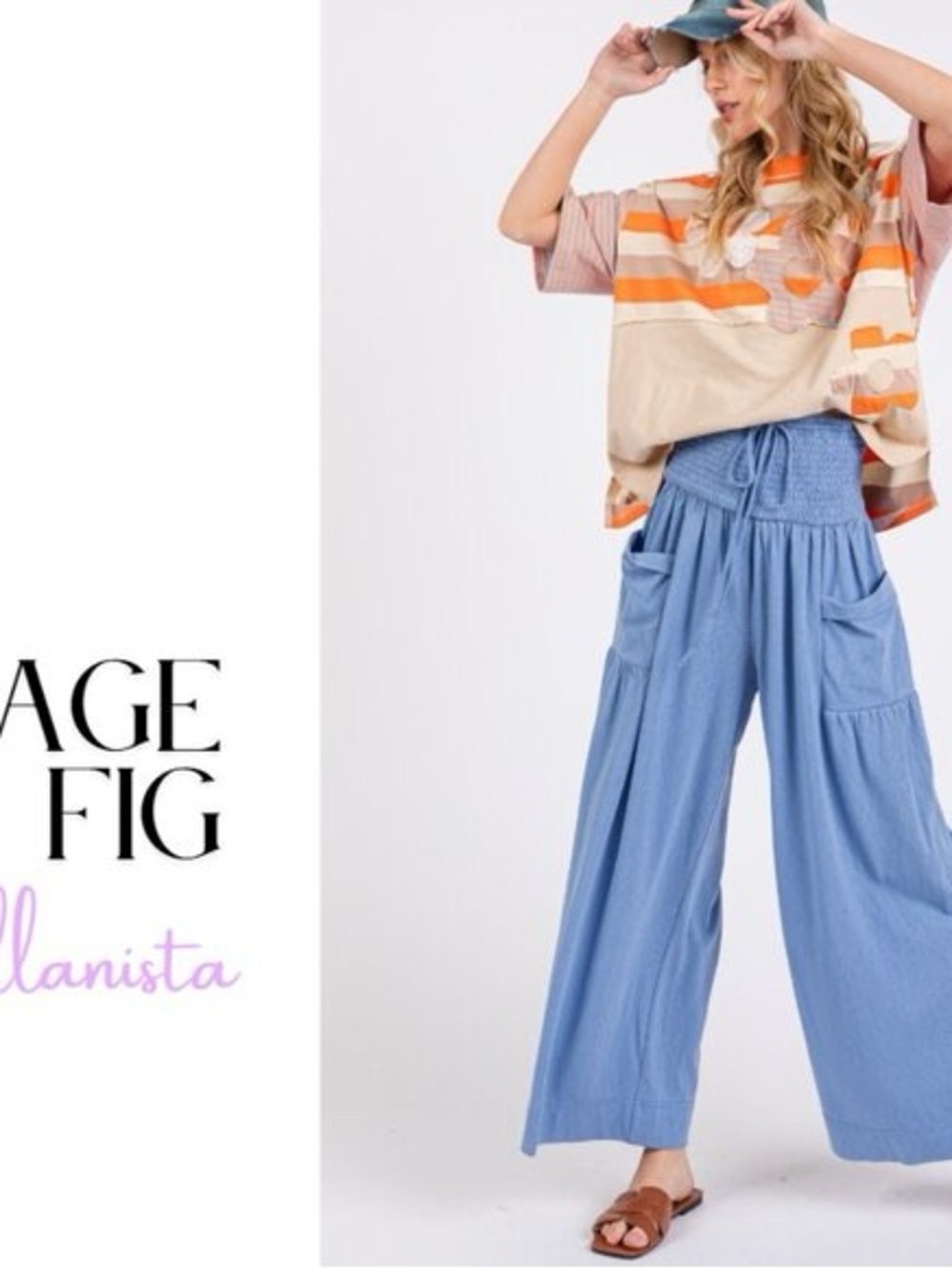 SAGE + FIG Light Periwinkle Smocked Waist Pants